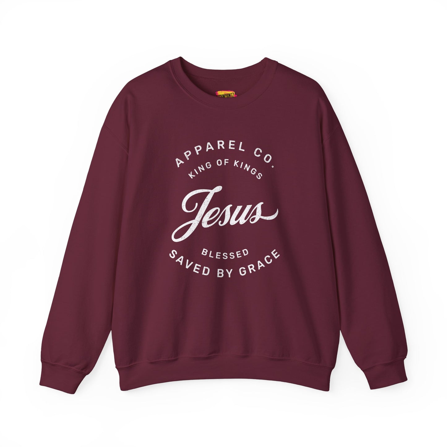 Christian Sweatshirt Jesus Saved by Grace Unisex Heavy Blend Crewneck