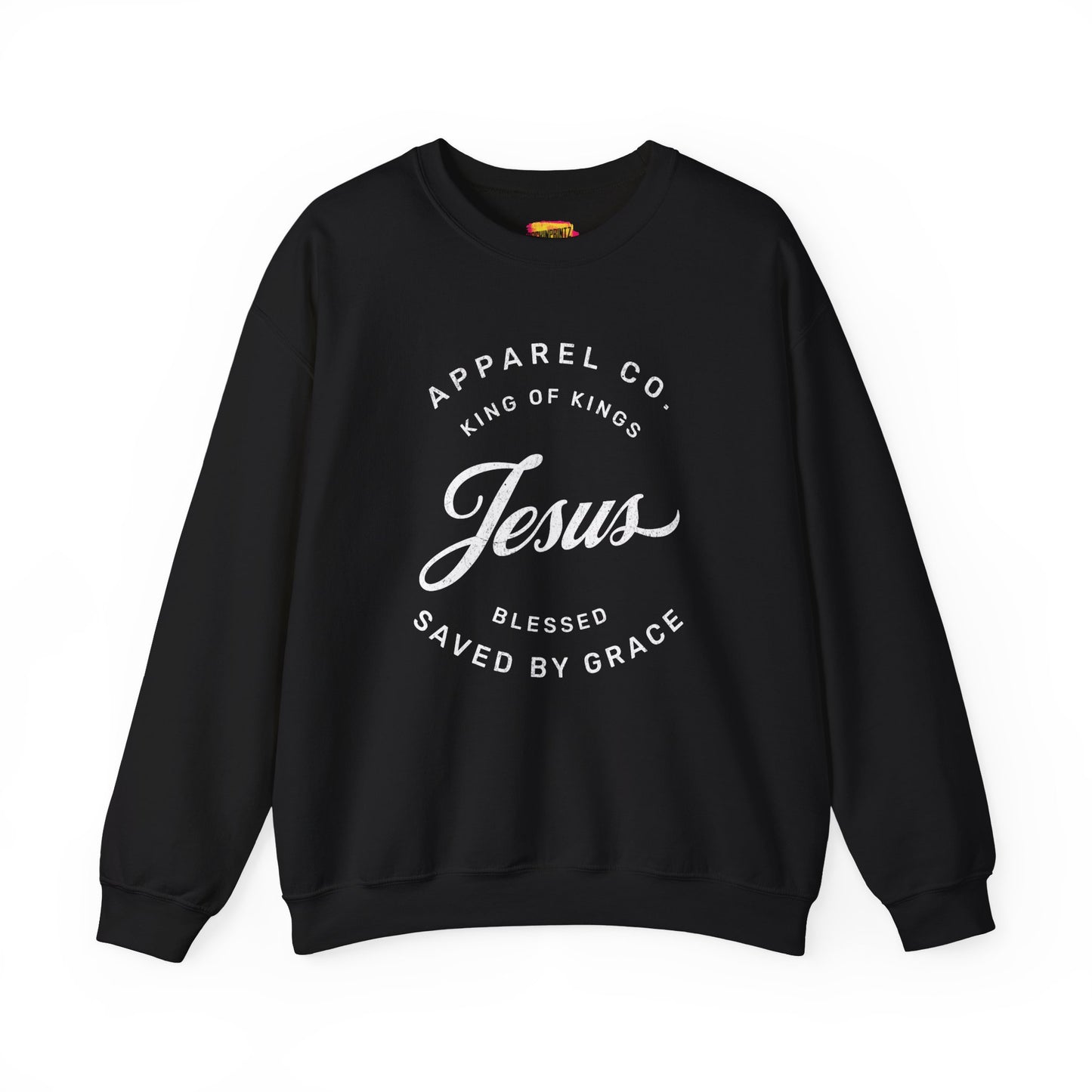 Christian Sweatshirt Jesus Saved by Grace Unisex Heavy Blend Crewneck