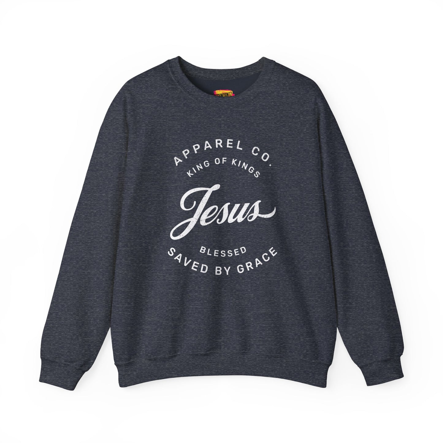 Christian Sweatshirt Jesus Saved by Grace Unisex Heavy Blend Crewneck