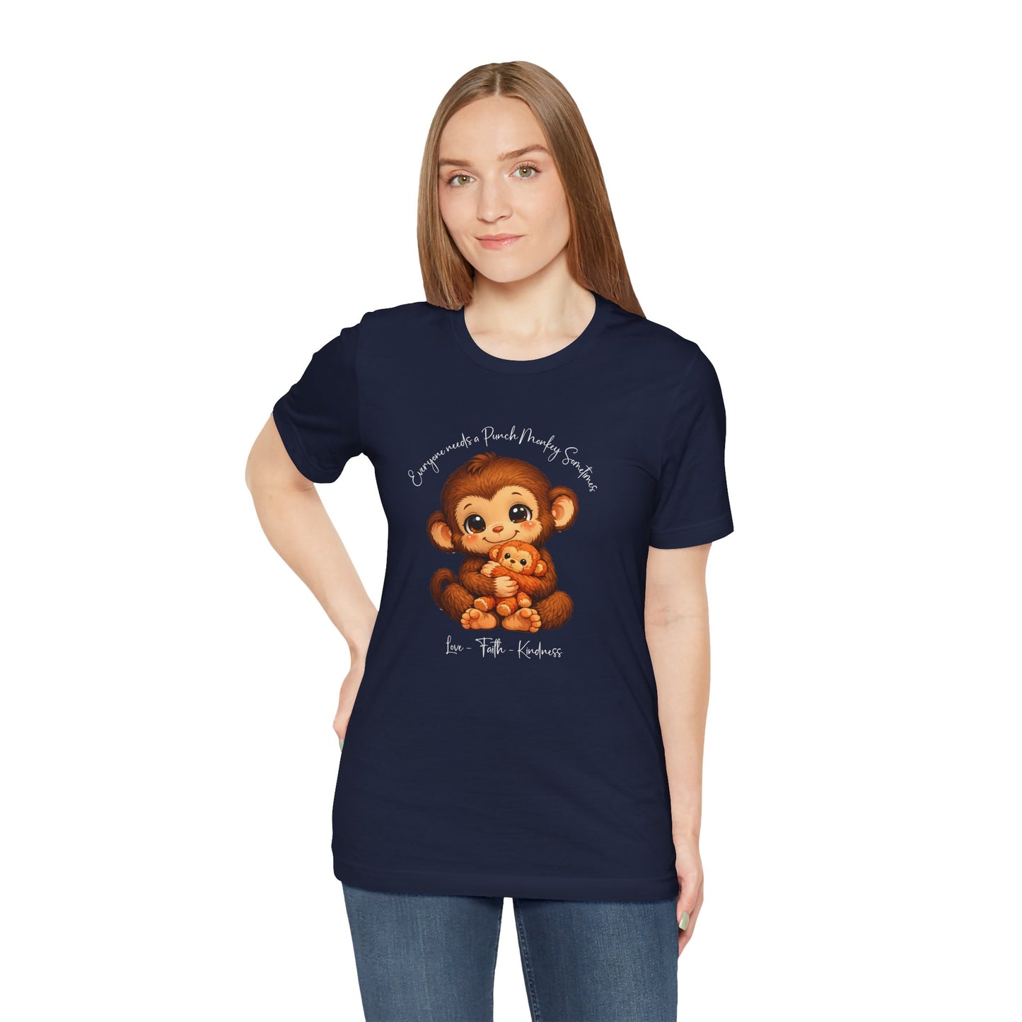 Cute Baby Punch - Monkey Holding Teddy T‑Shirt — Adorable Kids/Parents Animal Graphic Tee