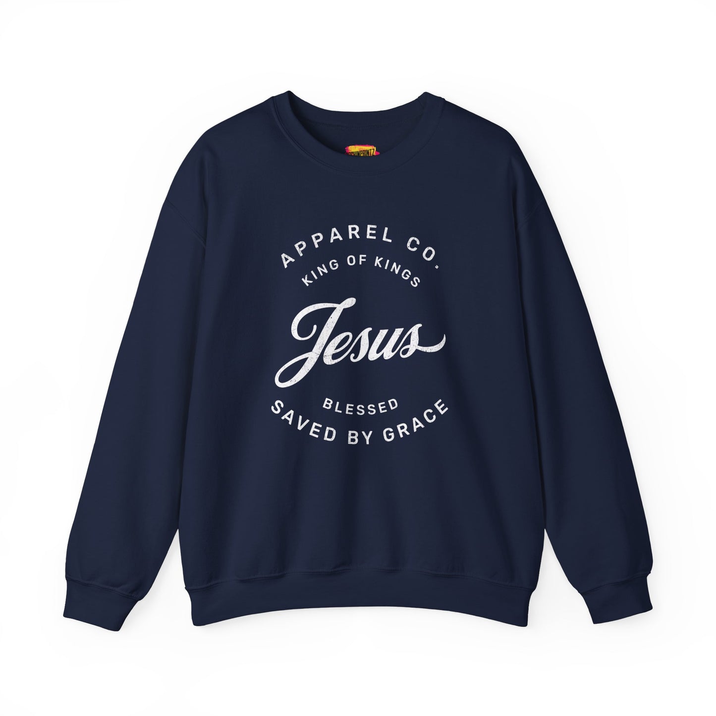 Christian Sweatshirt Jesus Saved by Grace Unisex Heavy Blend Crewneck