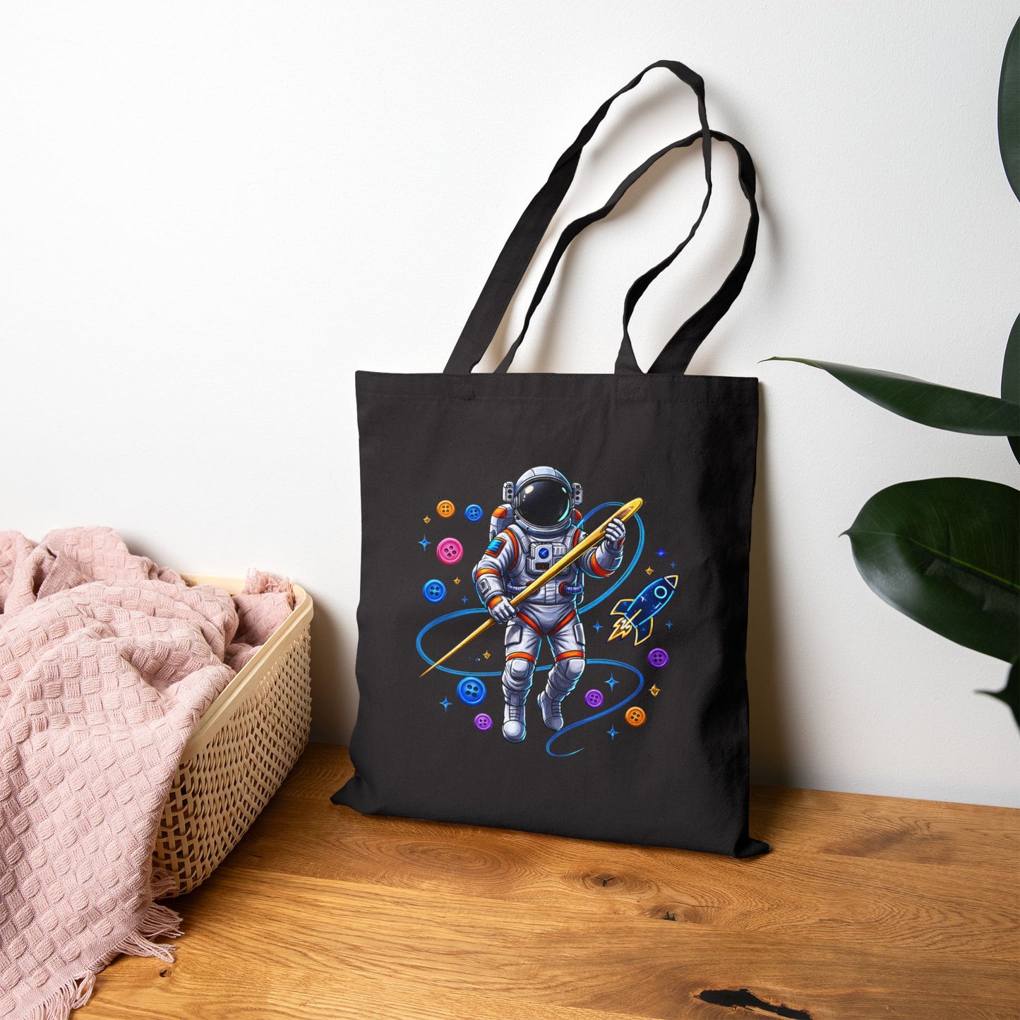 Spacecraft Stitchers Tote — Astronaut Sewing Crew Canvas Bag