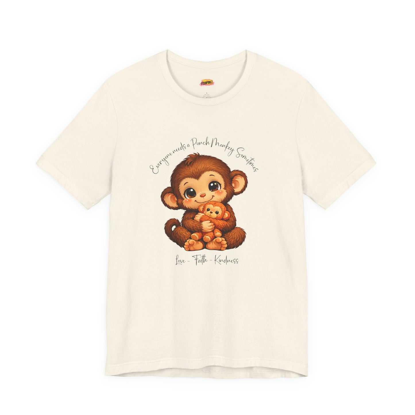 Cute Baby Punch - Monkey Holding Teddy T‑Shirt — Adorable Kids/Parents Animal Graphic Tee
