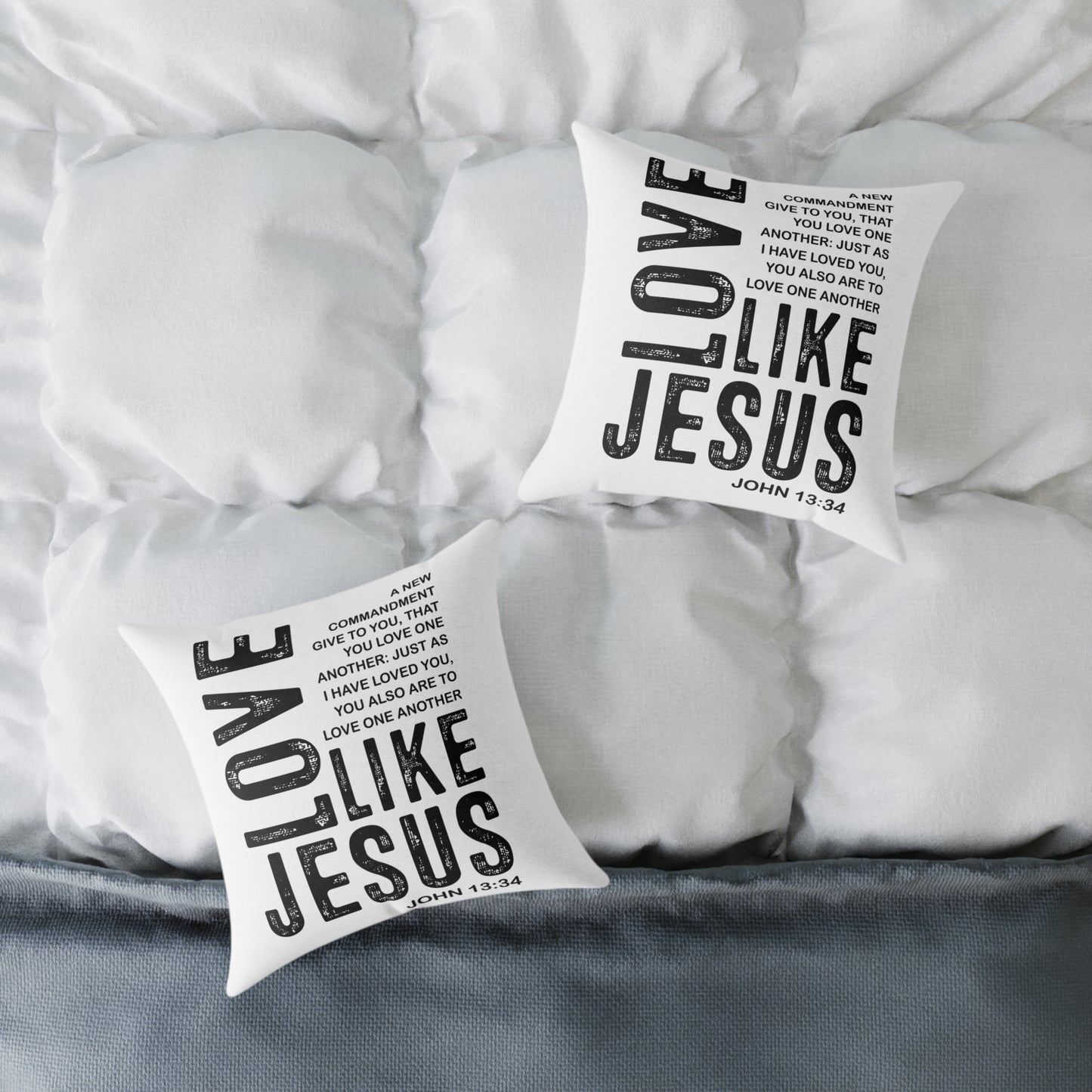 Love Like Jesus Throw Pillow — Inspirational Christian Home Decor (John 13:34)