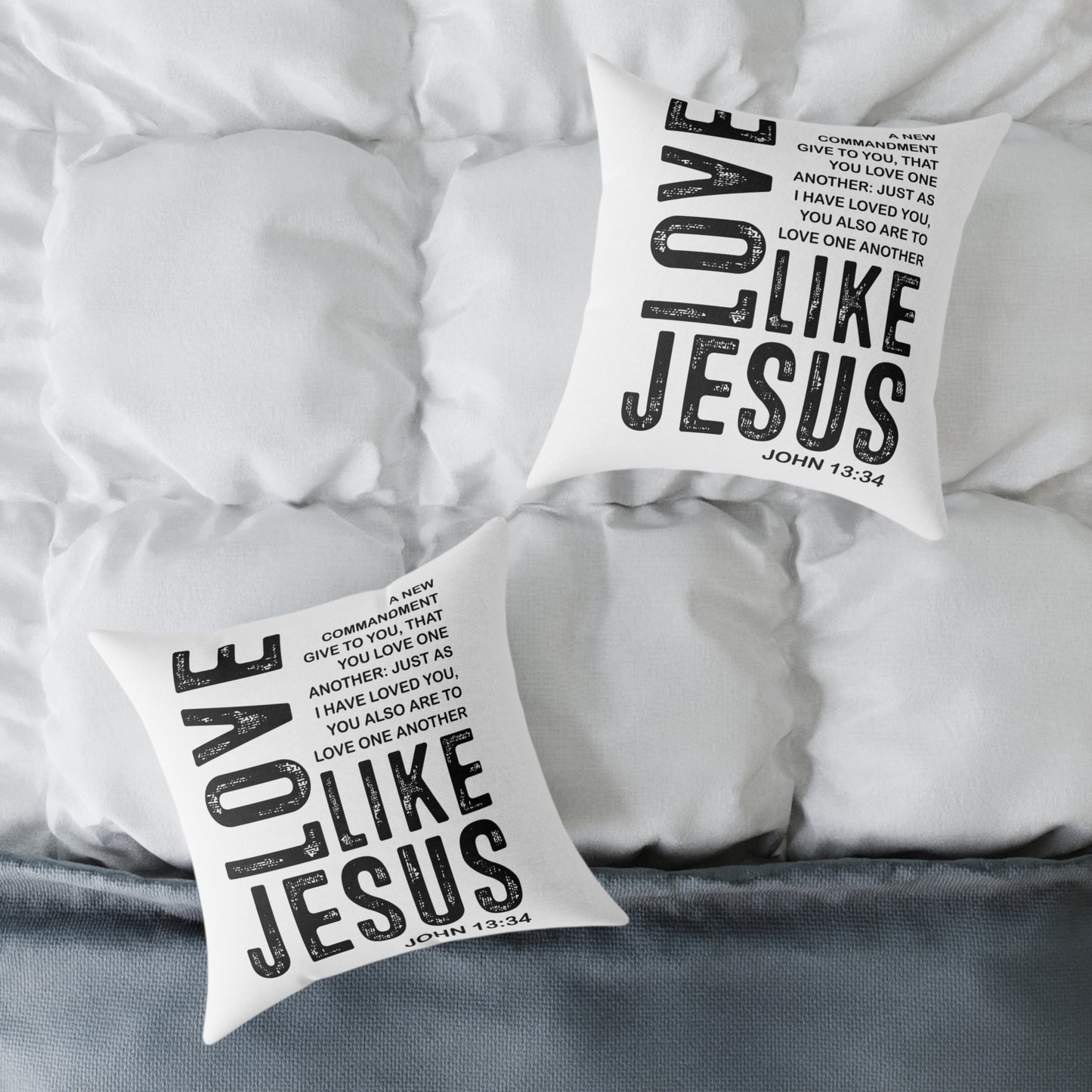 Love Like Jesus Throw Pillow — Inspirational Christian Home Decor (John 13:34)