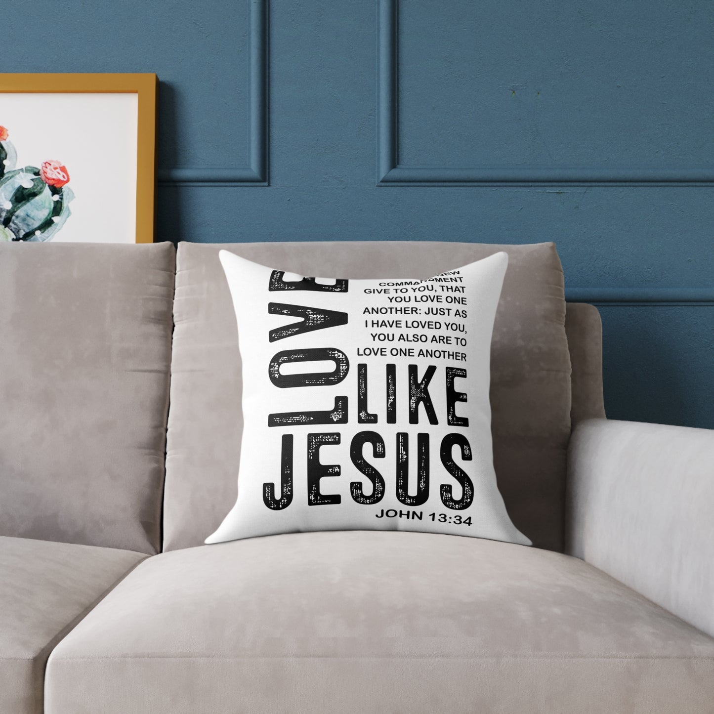 Love Like Jesus Throw Pillow — Inspirational Christian Home Decor (John 13:34)