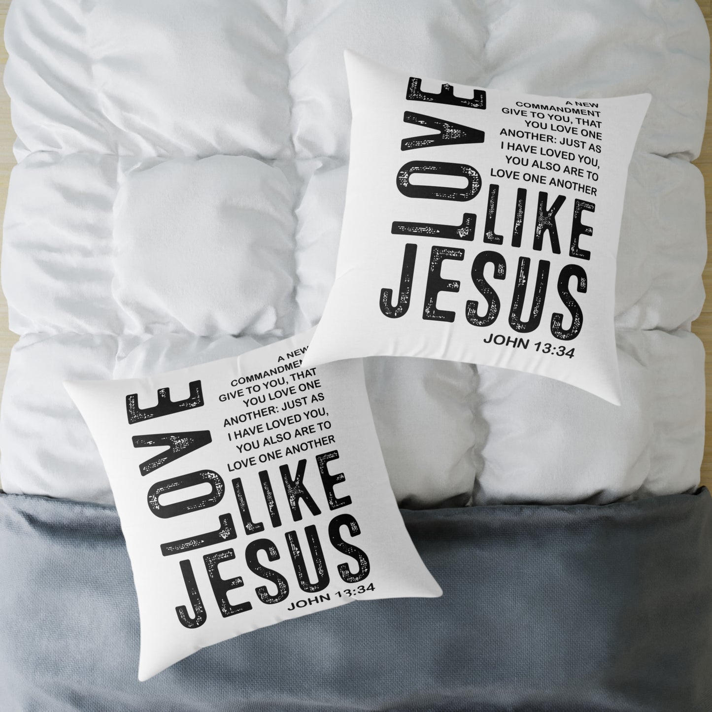 Love Like Jesus Throw Pillow — Inspirational Christian Home Decor (John 13:34)