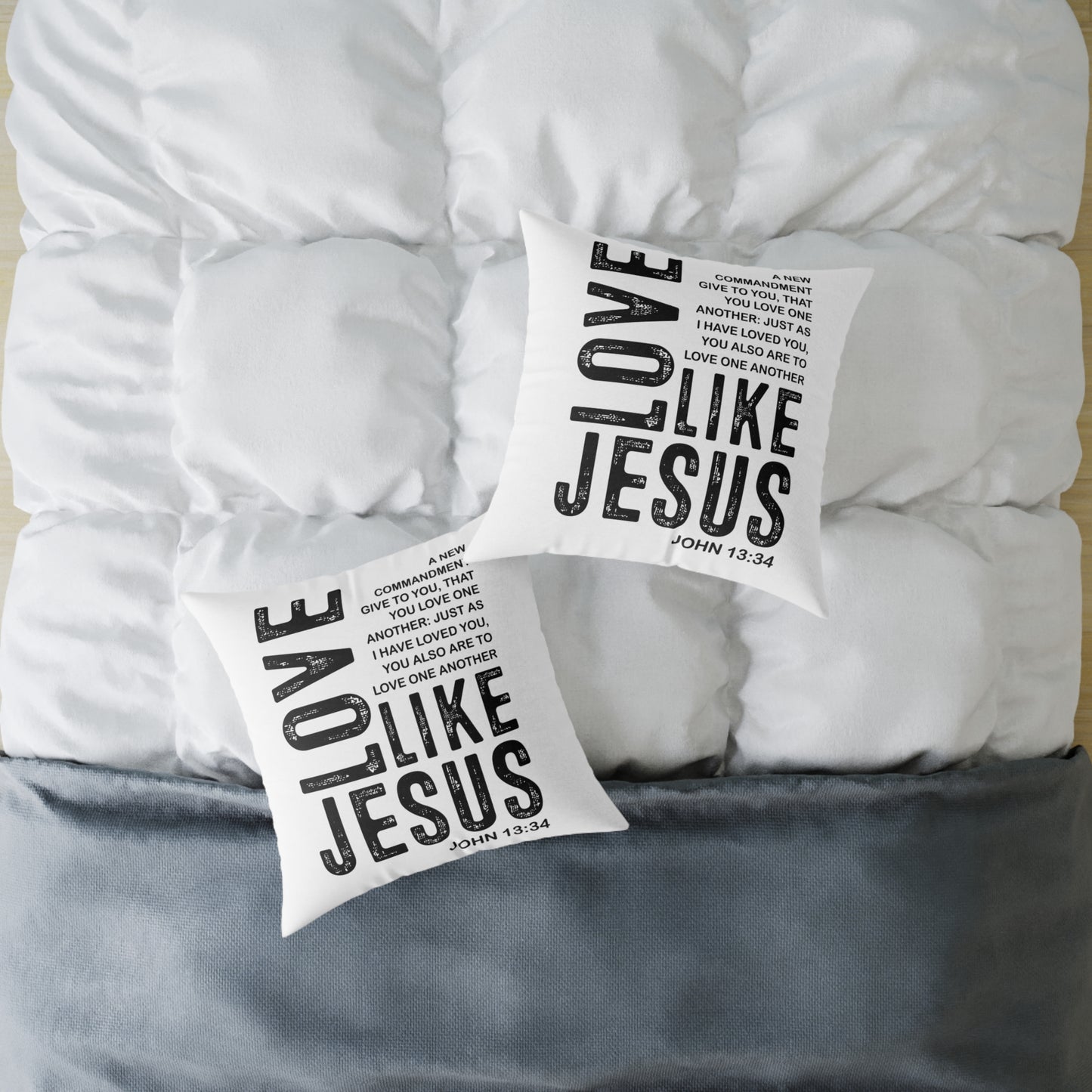 Love Like Jesus Throw Pillow — Inspirational Christian Home Decor (John 13:34)