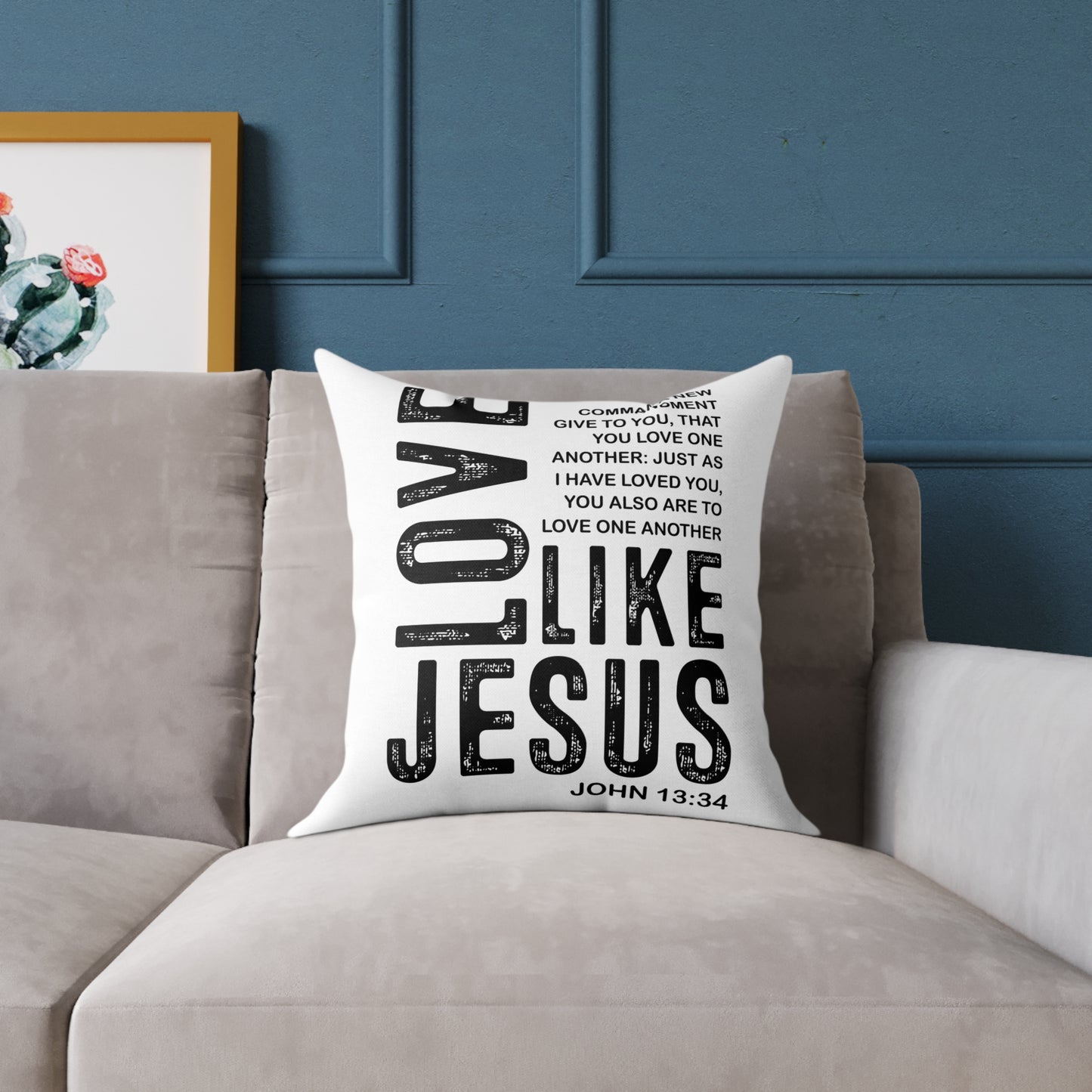 Love Like Jesus Throw Pillow — Inspirational Christian Home Decor (John 13:34)
