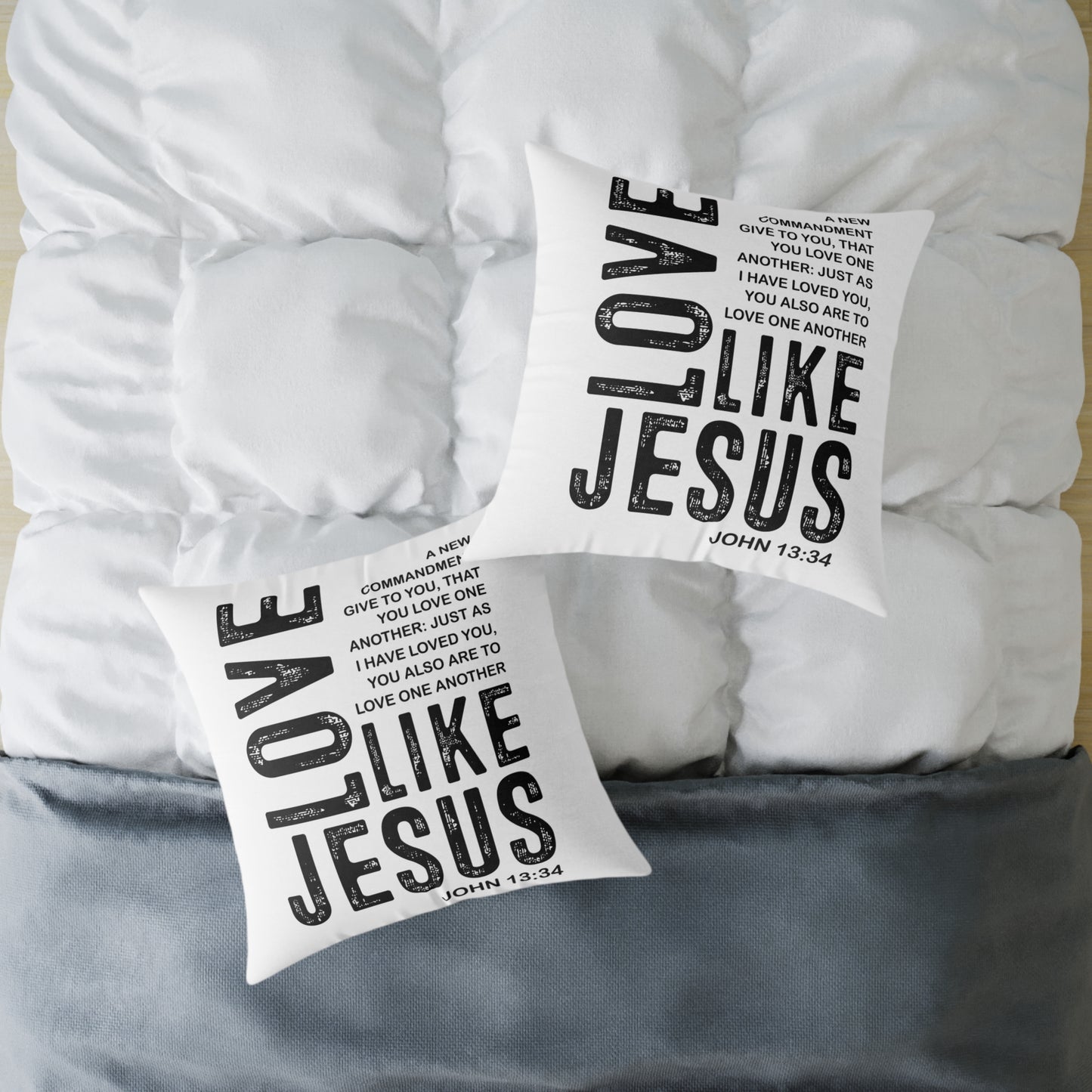 Love Like Jesus Throw Pillow — Inspirational Christian Home Decor (John 13:34)