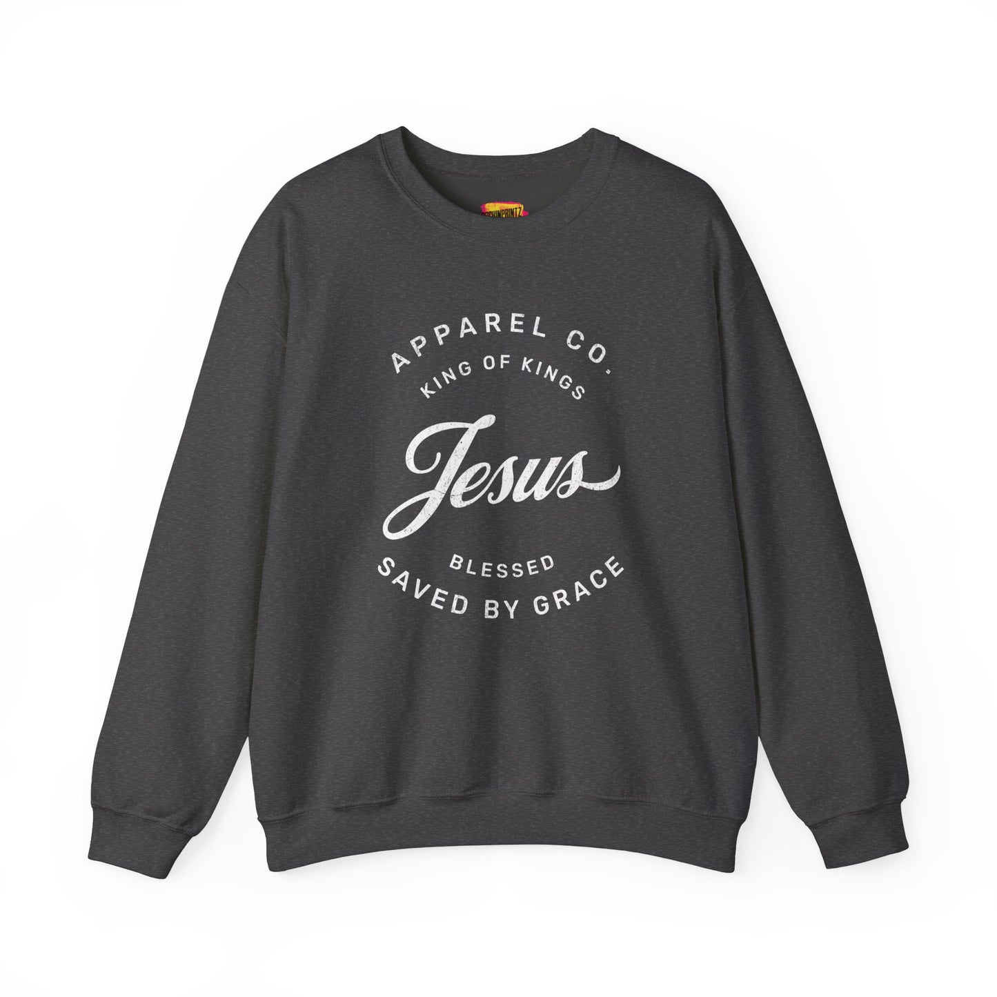Christian Sweatshirt Jesus Saved by Grace Unisex Heavy Blend Crewneck