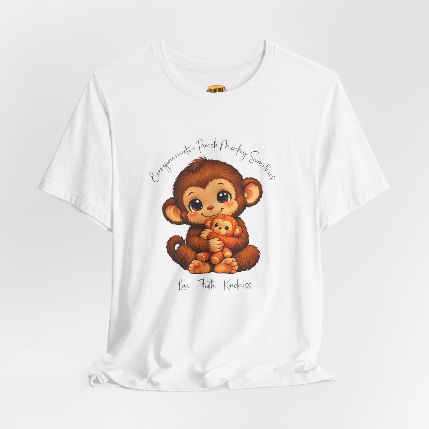 Cute Baby Punch - Monkey Holding Teddy T‑Shirt — Adorable Kids/Parents Animal Graphic Tee