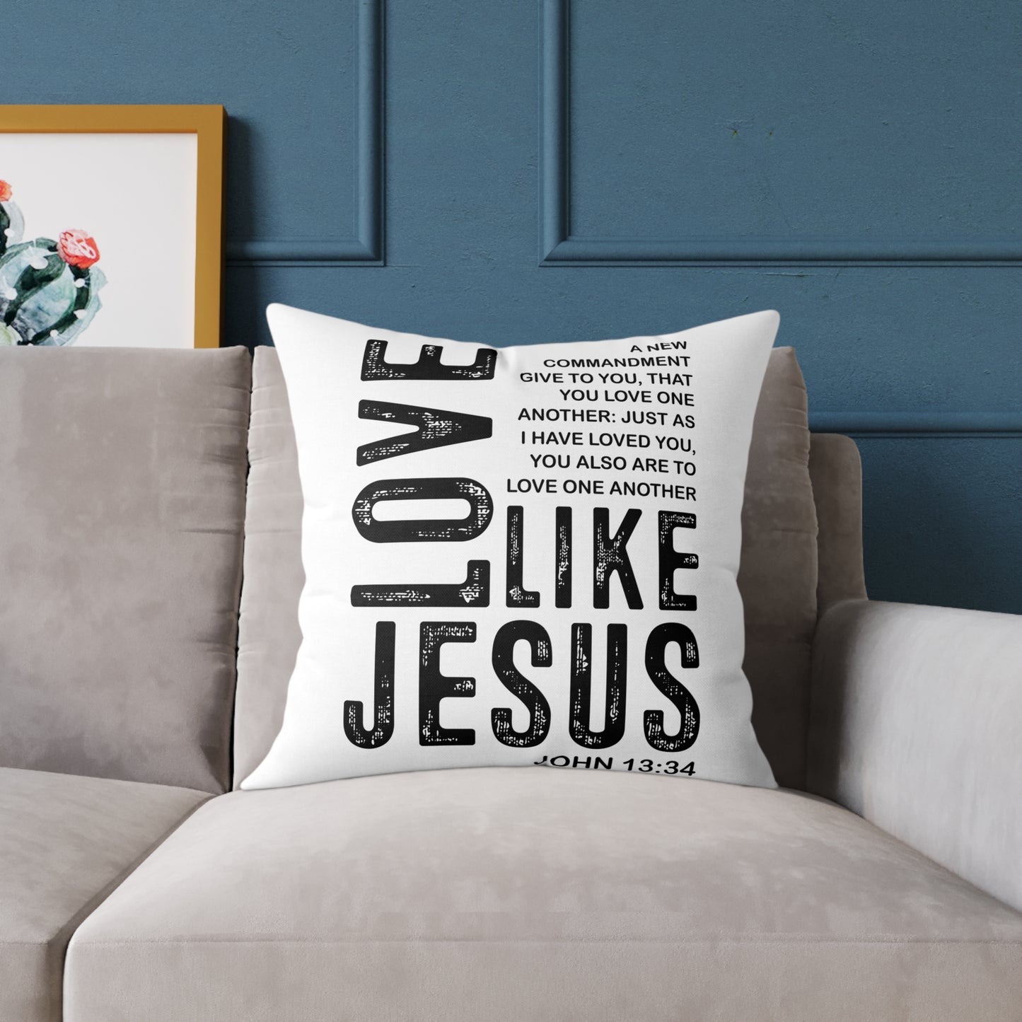 Love Like Jesus Throw Pillow — Inspirational Christian Home Decor (John 13:34)